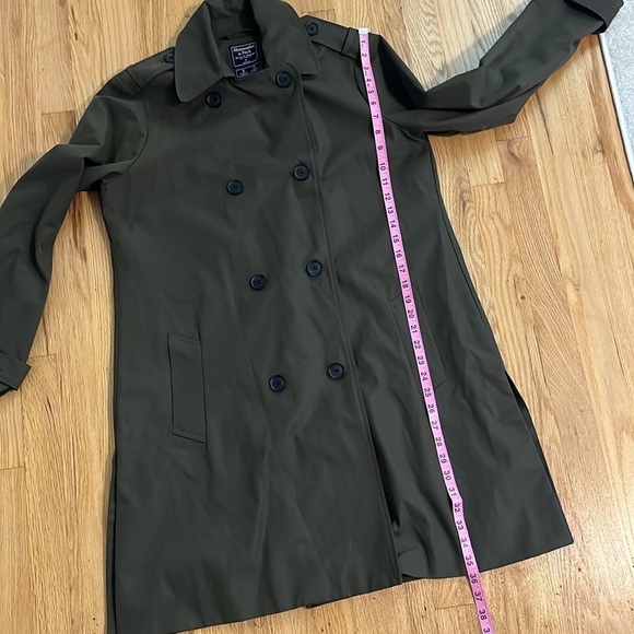 Abercrombie & Fitch Green Trench Coat Sz L - Picture 4 of 10